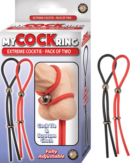 cock ring intimate gift-My Cockring Extreme Cocktie 2 Pack Black and Red