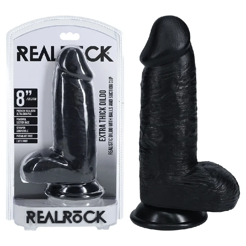 penis-massage-techniques-benefits-REALROCK 20cm Extra Thick Dildo with Balls -