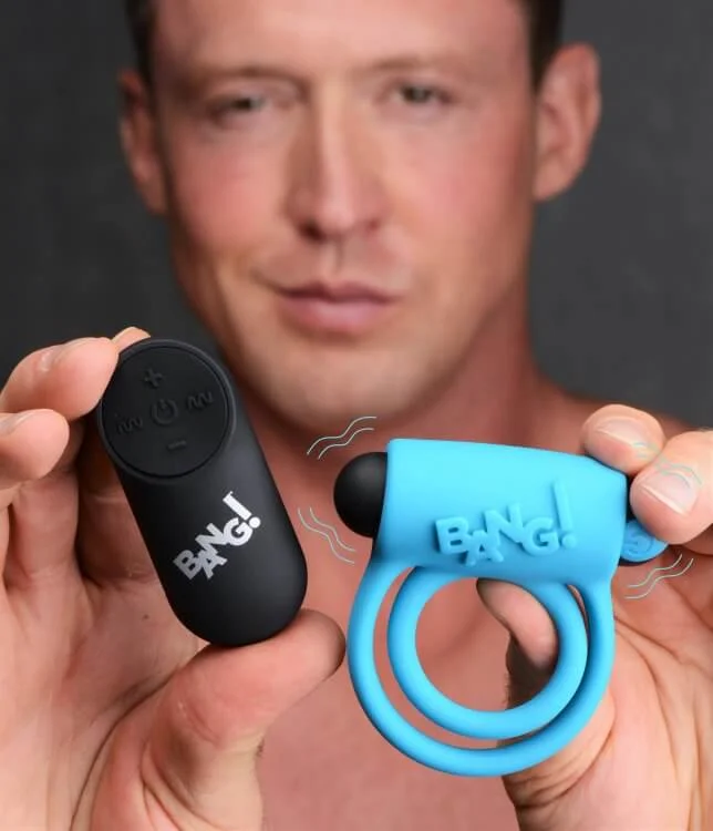 cock ring durable grip-Bang! Silicone Cock Ring and Bullet with Remote Control Blue