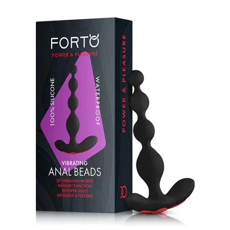 anal toys for intimate pleasure-Forto Vibrating Anal Beads Rechargeable Silicone Plug Black