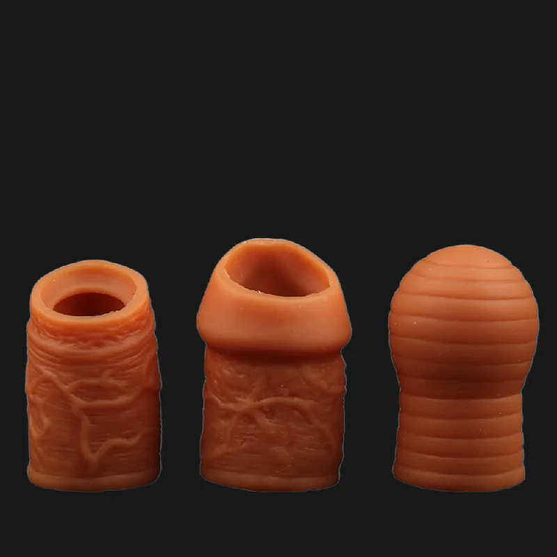 cock ring couple texture-Silicone Cockring Penis Sleeve - Realistic Blocking and Restoring Ring Set Sex Toys for Men