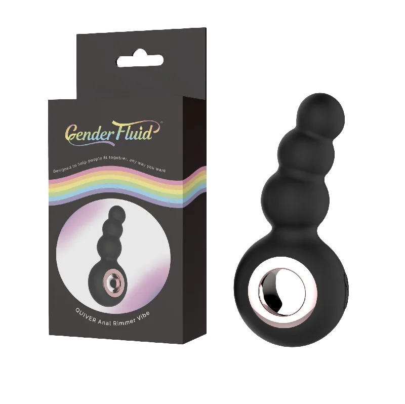 anal toys with lightweight design-Gender Fluid Quiver Anal Ring Bead Vibe - Black