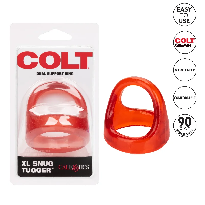 cock ring quick style-California Exotics - COLT XL Snug Tugger Dual Support Cock Ring (Red)