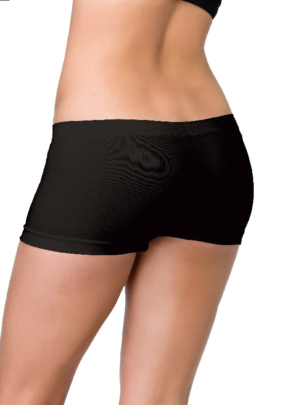 satin sleep thong-Seamless Boyshorts - Black