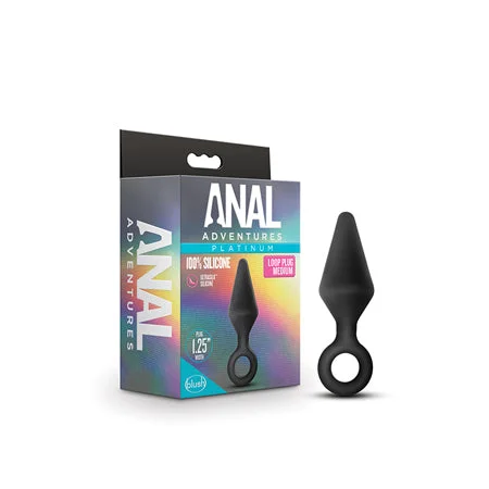 anal toys for fast pleasure-Blush Anal Adventures Platinum Silicone Loop Plug Medium Black