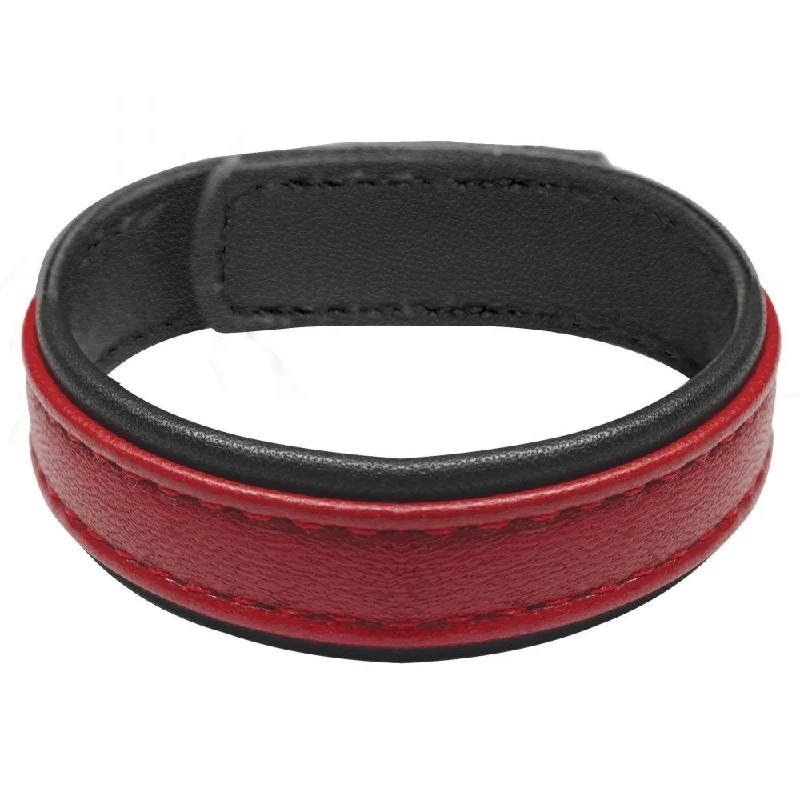 cock ring water grip-Leather Velcro Style Cockring Cock Strap - Red