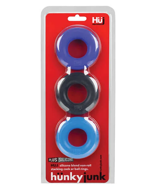 cock ring travel style-Hunky Junk HUJ C-Rings 3 Pack: Versatile and Comfortable Cock Rings