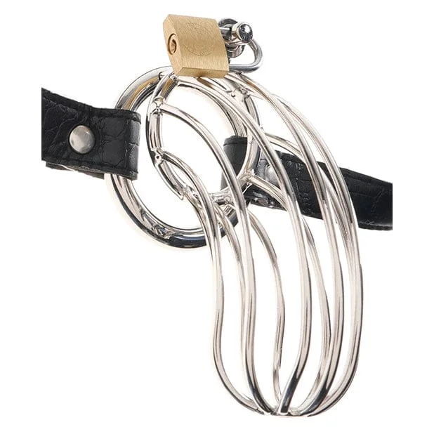 cock ring quiet grip-Pipedream - Fetish Fantasy Extreme The Prisoner Chastity Metal Cock Cage with Belt (Silver)