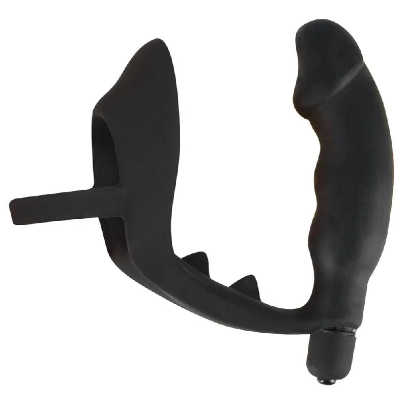 anal toys with soft base-Black Velvets Cock Ring And Vibrating Anal Plug