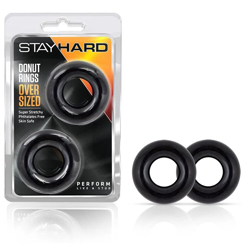 cock ring performance grip-Blush Stay Hard Donut Rings Oversized Cockring 2-Pack Black