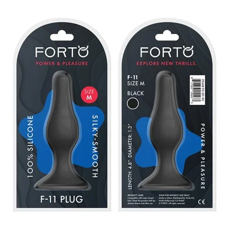 anal toys with sleek base-Forto F-11 Lungo Silicone Anal Plug Medium Black