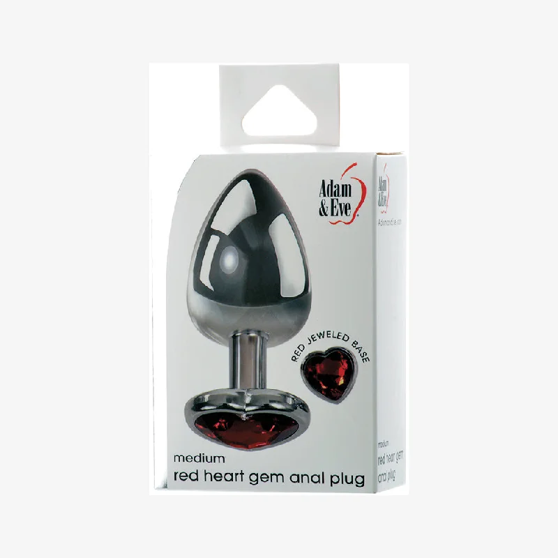 anal toys for beginner fun-Adam & Eve Red Hearts Gem Anal Plug Medium