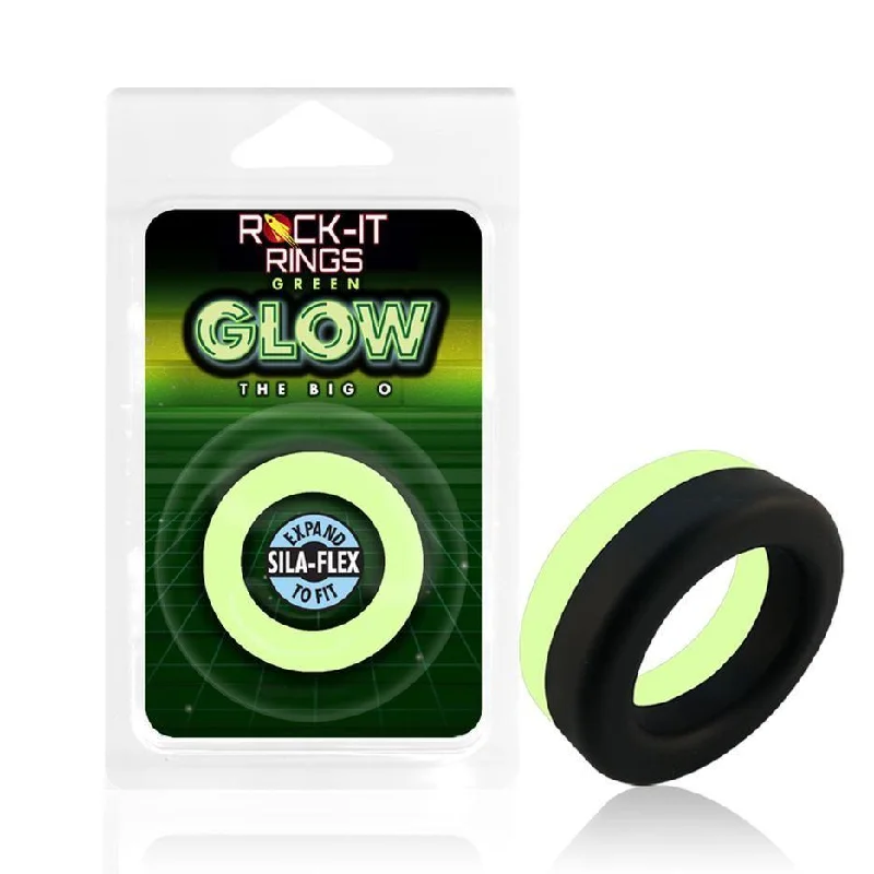 anal toys with strong base-Rock-it Rings GLOW The Big O C-Ring - Glows in the Dark! - Green/Black