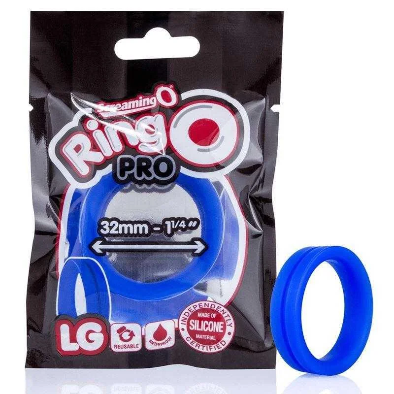 anal toys for discreet fun-Screaming O - Ring O Pro Large - Blue Silicone Ring