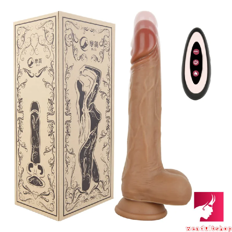 Dildo-textured-8.3in Wireless Soft Heating Thrusting Dildo Masturbation Toy