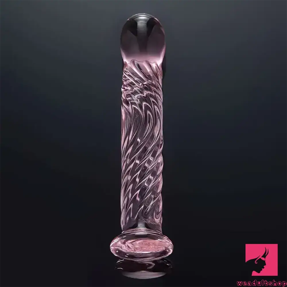 Penis-closed-6.69in Realistic Pink Threaded Glass Dildo For Female Sex Toy