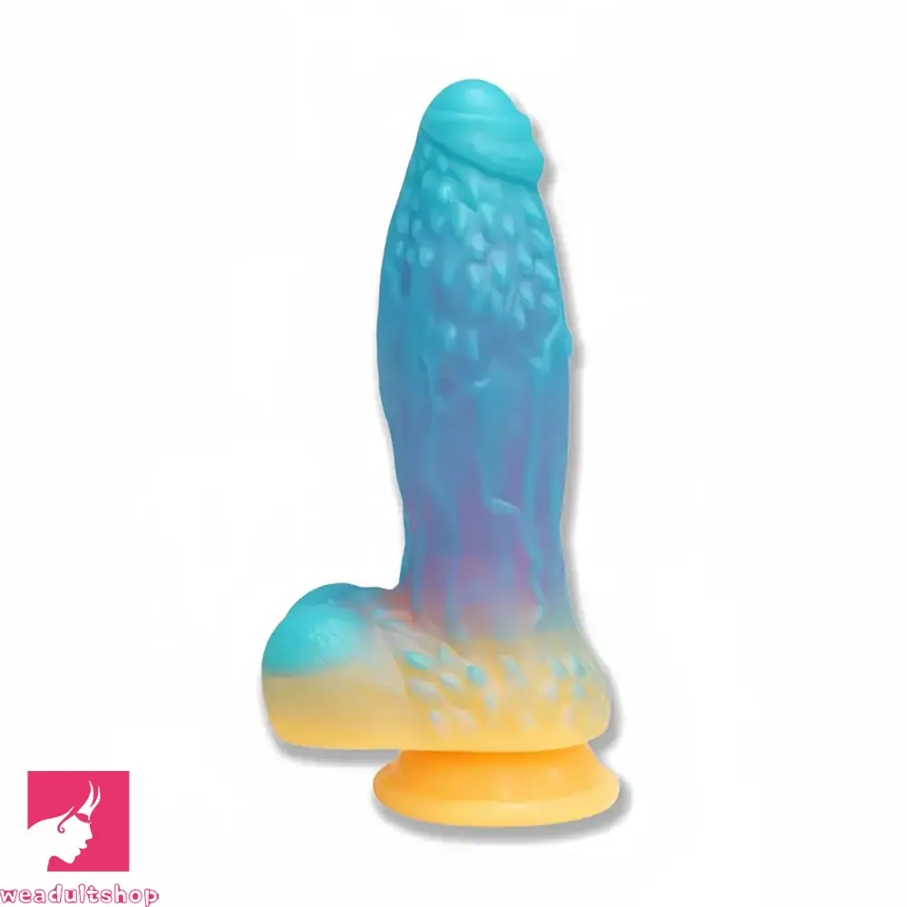 Penis-pulsing-6.92in Glow-in-the-Dark Realistic Silicone Soft Uncut Color Dildo