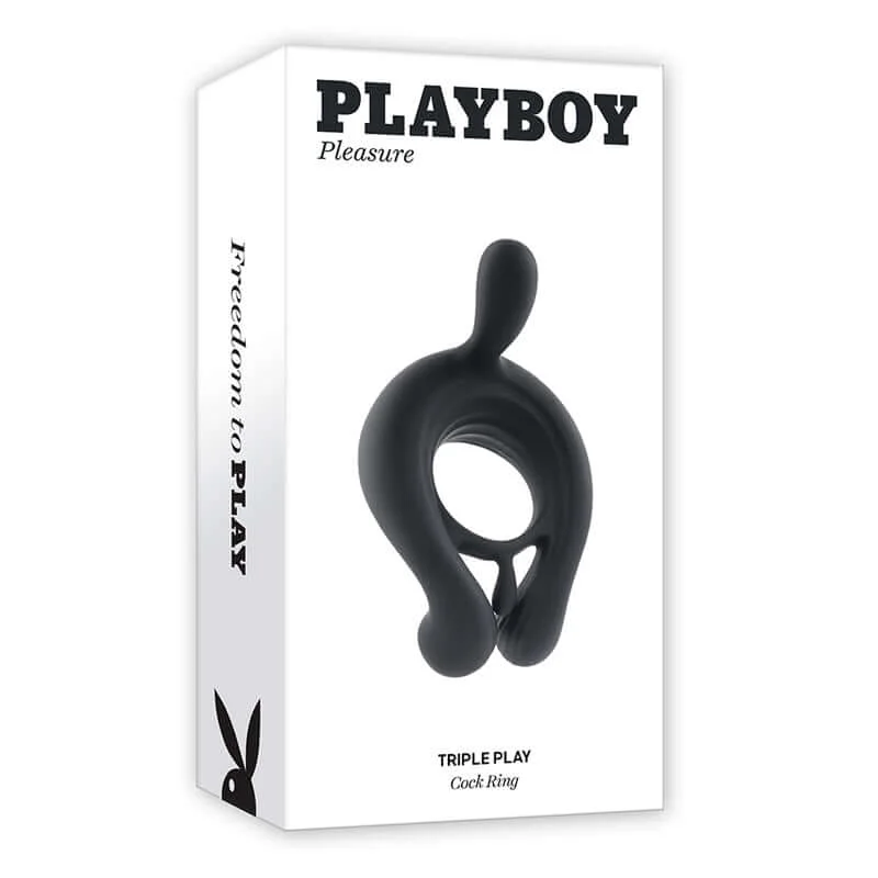 cock ring sleek grip-Playboy Triple Play Cock Ring - Elevate Your Intimate Play with Triple the Pleasure