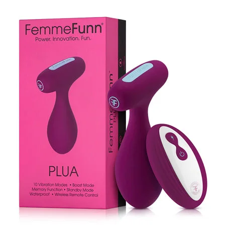 anal toys for gentle fun-FemmeFunn Plua Rechargeable Remote-Controlled Silicone Vibrating Anal Plug Dark Fuchsia