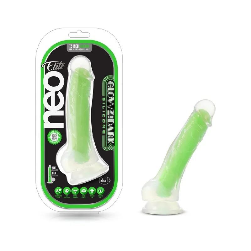 penis-rash-natural-remedies-Neo Elite - Glow in the Dark - Viper - 7in Dual Density Dong - Neon Green