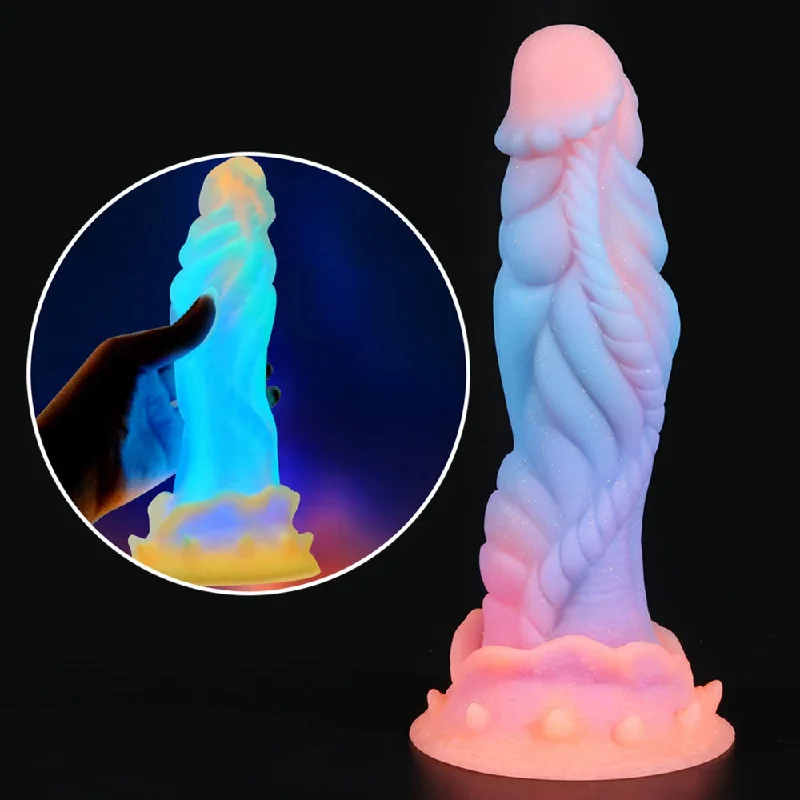 anal toys with rotating beads-Luminous Dragon Dildo Butt Plug - Huge Monster Dildos Colourful Glowing Anal Sex Toy