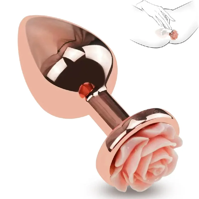 anal toys with sturdy build-Rose Gold Butt Plug - 3pcs Metal Anal Plug Sex Toys for Men Women Beginners