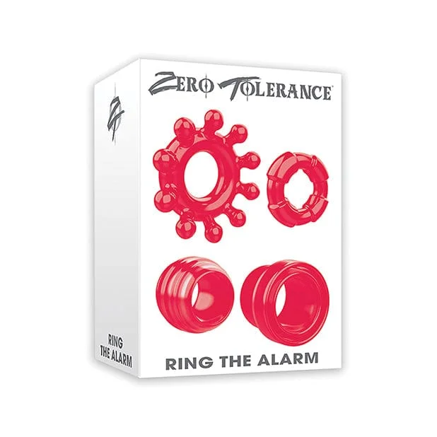 cock ring extra stretch-Zero Tolerance - Ring the Alarm Set of 4 Textured Cock Rings (Red)