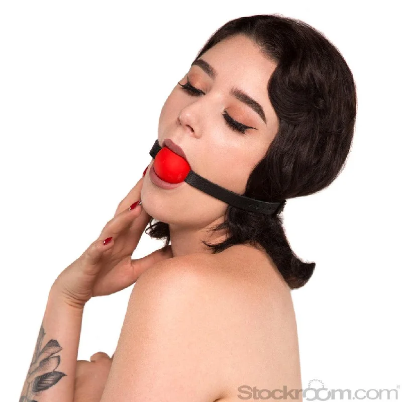 cock ring easy style-KinkLab Red Silicone Ball Gag w/ Leather Strap