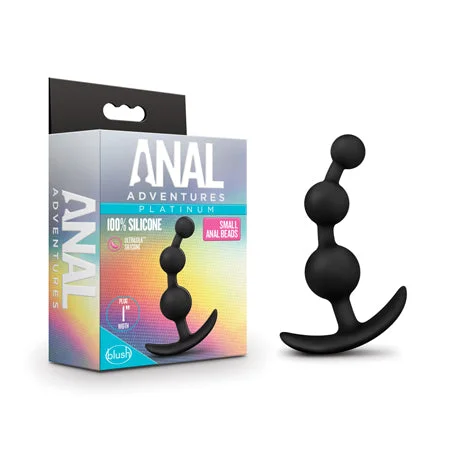 anal toys for beginner fun-Blush Anal Adventures Platinum Silicone Small Anal Beads Plug Black