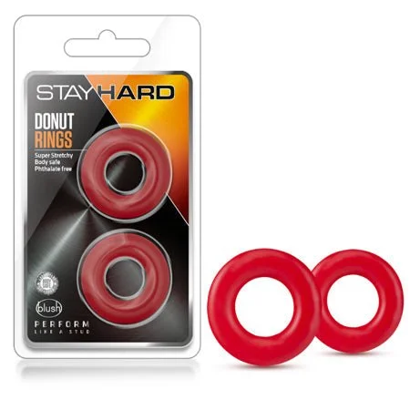 cock ring pro style-Blush Stay Hard Donut Rings Cockring 2-Pack Red