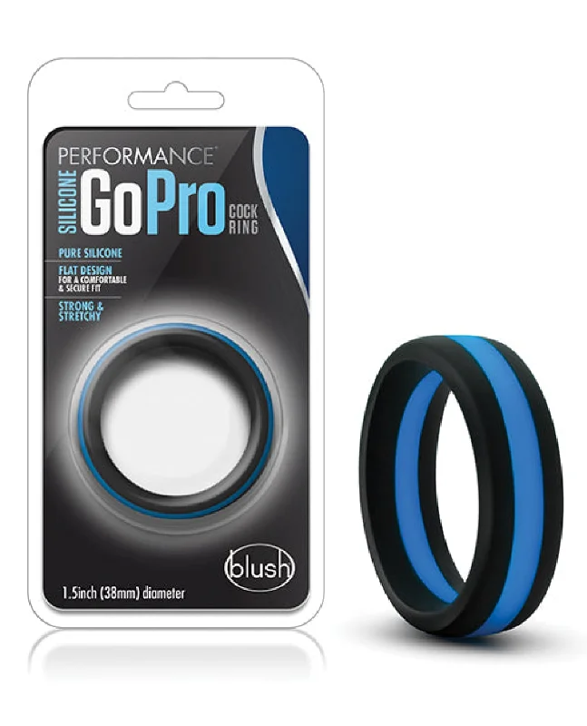 cock ring low noise-Blush Performance Silicone Go Pro Cock Ring - Black-blue