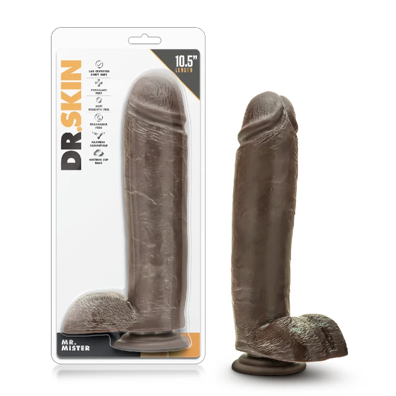 penis-odor-treatment-options-Dr. Skin - Mr. Mister 10.5" Dildo With Suction Cup  - Chocolate