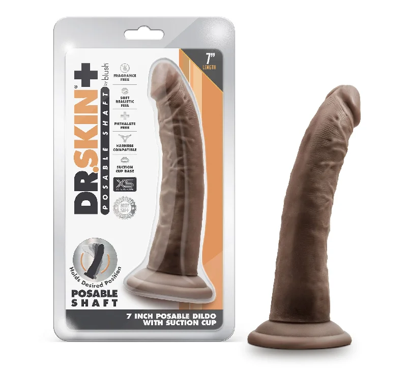 natural-penis-moisturizers-safe-Dr. Skin Plus - 7 Inch Posable Dildo - Chocolate