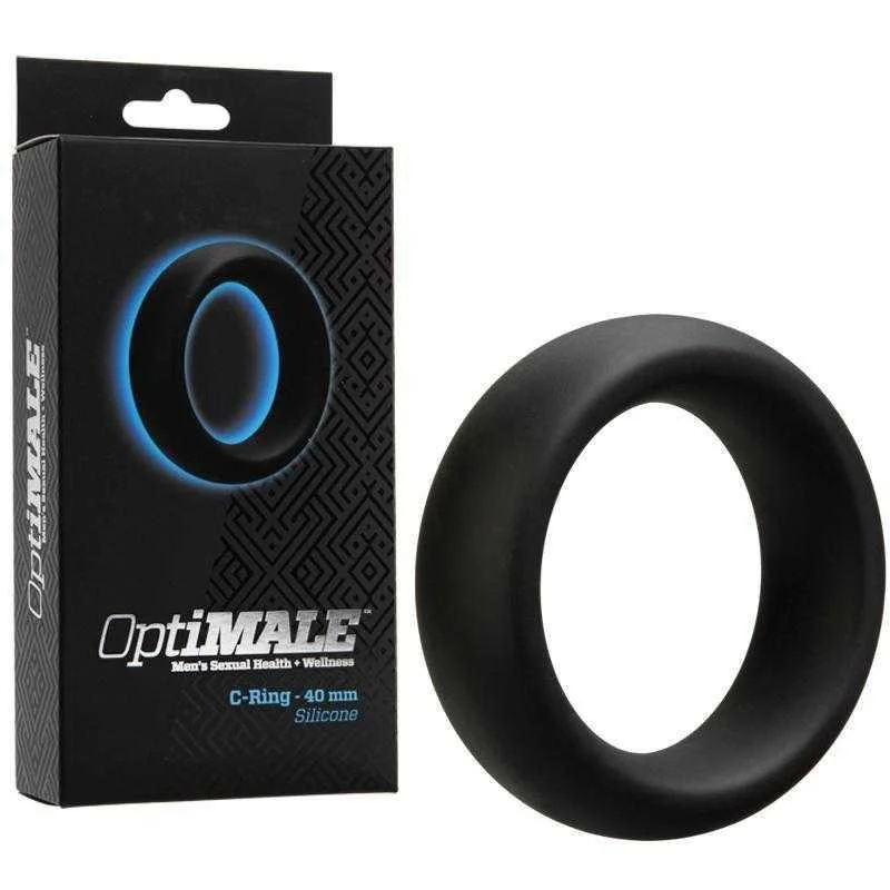 anal toys with adjustable tip-OptiMale Silicone C-Ring - 40 mm Black