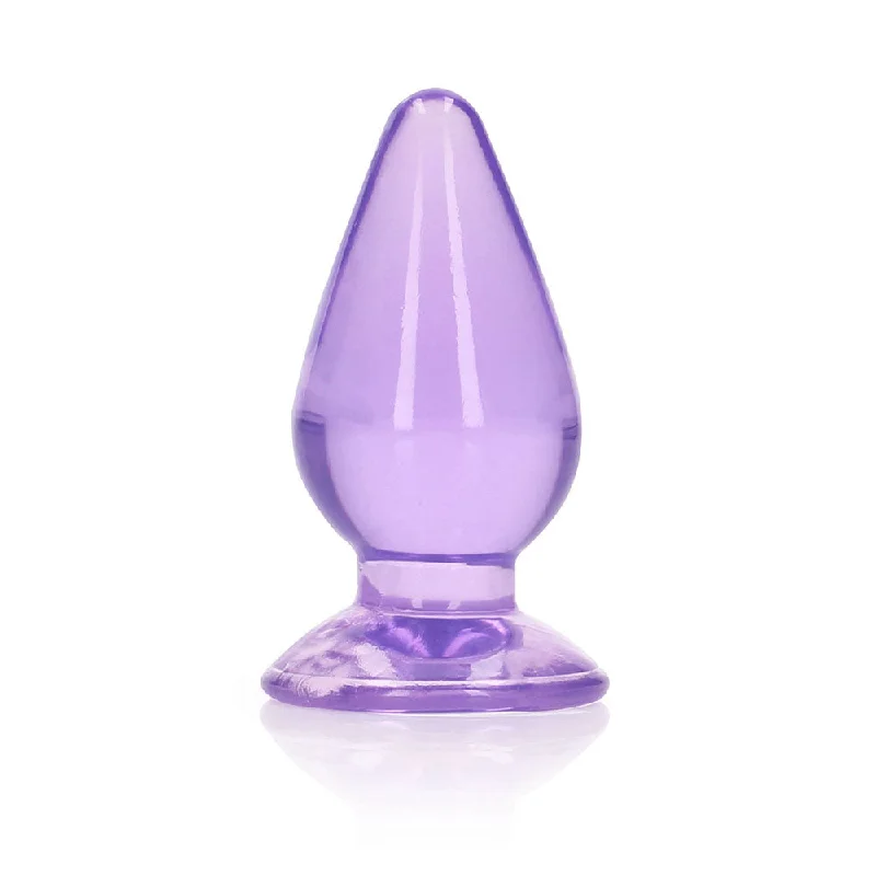 anal toys with smooth tip-RealRock Crystal Clear 3.5 in. Anal Plug Purple