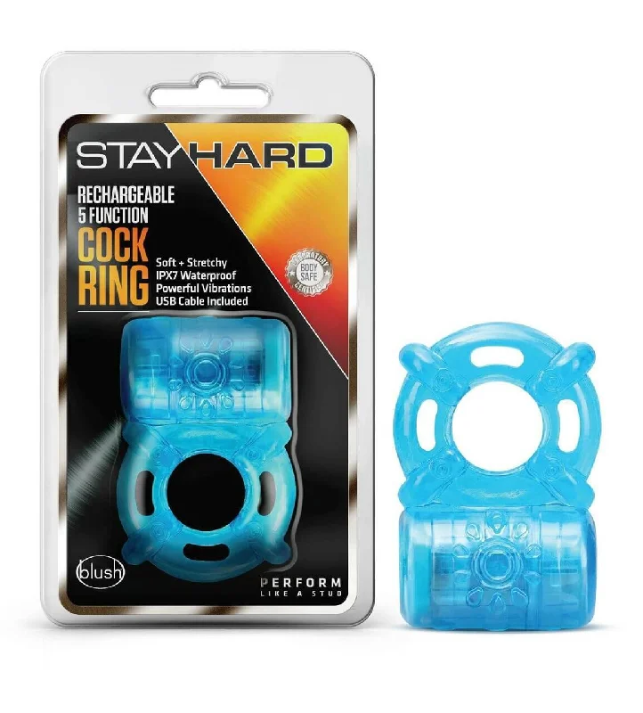 cock ring durable design-Stay Hard Rechargeable 5 Function Cock Ring Blue