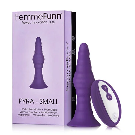 anal toys with strong shaft-FemmeFunn Pyra Rechargeable Remote-Controlled Silicone Vibrating Anal Plug Small Dark Purple