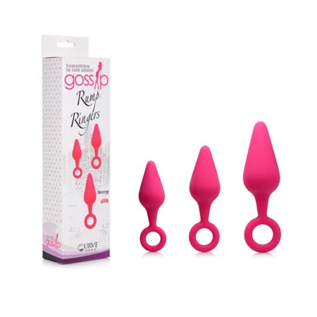 anal toys for sensual fun-Curve Toys Gossip Rump Ringers 3-Piece Silicone Anal Training Set Magenta