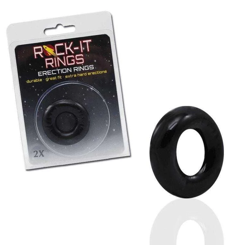 anal toys with sleek tip-Rock-It Rings 2X Donut C-Ring - Black