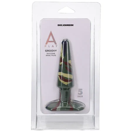 anal toys for intimate play-A-Play Groovy 5 in. Silicone Anal Plug Camouflage