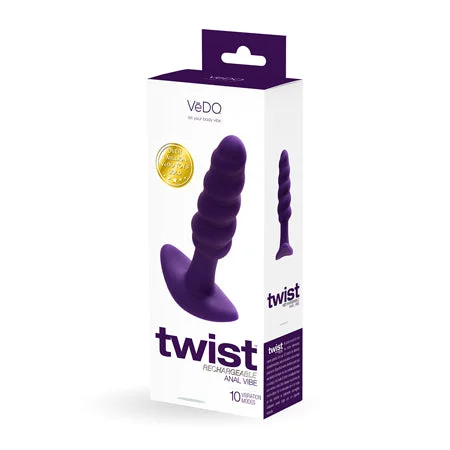 anal toys for playful fun-VeDO Twist Rechargeable Silicone Vibrating Anal Plug Purple