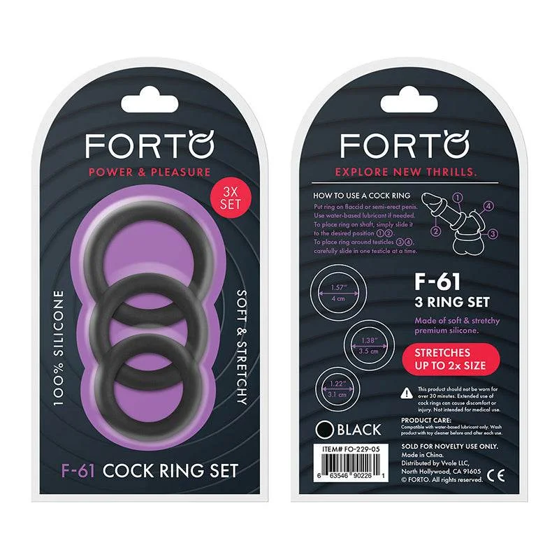 cock ring bold texture-Forto F-61 3-Piece Silicone Cockring Set