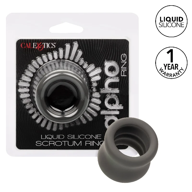 cock ring bold texture-California Exotics - Alpha Liquid Silicone Scrotum Cock Ring (Gray)