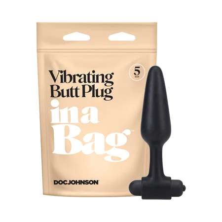 anal toys with long shaft-In A Bag Vibrating Butt Plug 5 in. Black