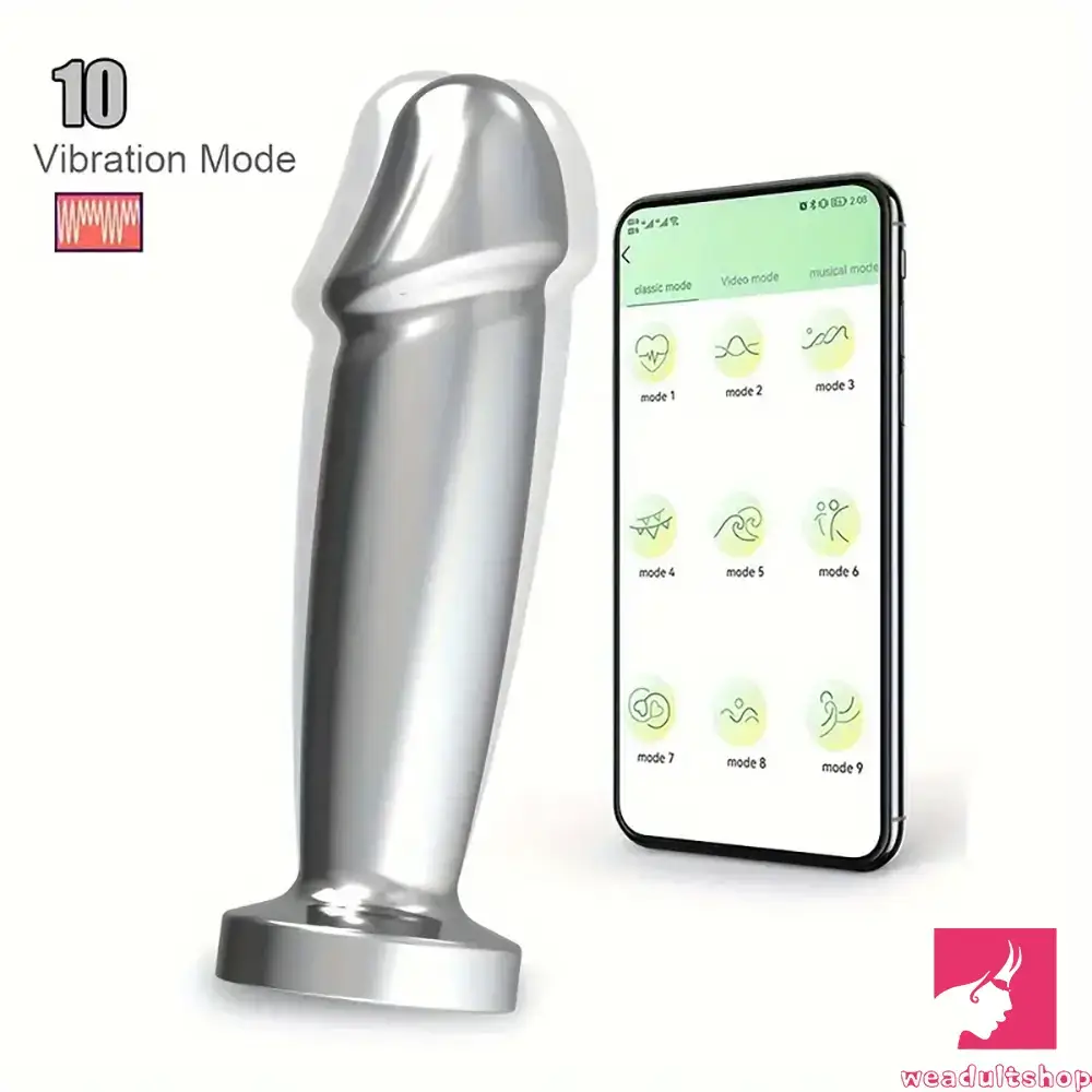 Penis-dirty-4.52in Stainless Steel Vibrating App Remote Control Dildo For Women Sex