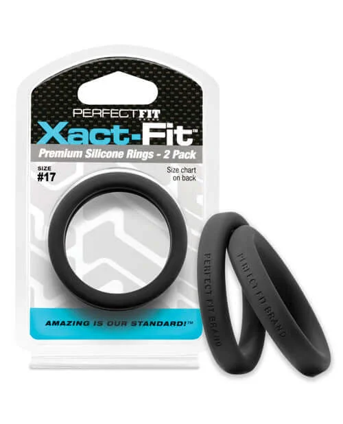 cock ring couple comfort-Perfect Fit Xact Fit #17 Cock Rings - 2 Pack Black, Precision Sizing Silicone Rings