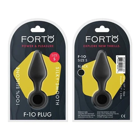 anal toys for couples pleasure-Forto F-10 Silicone Anal Plug with Pull Ring Small Black