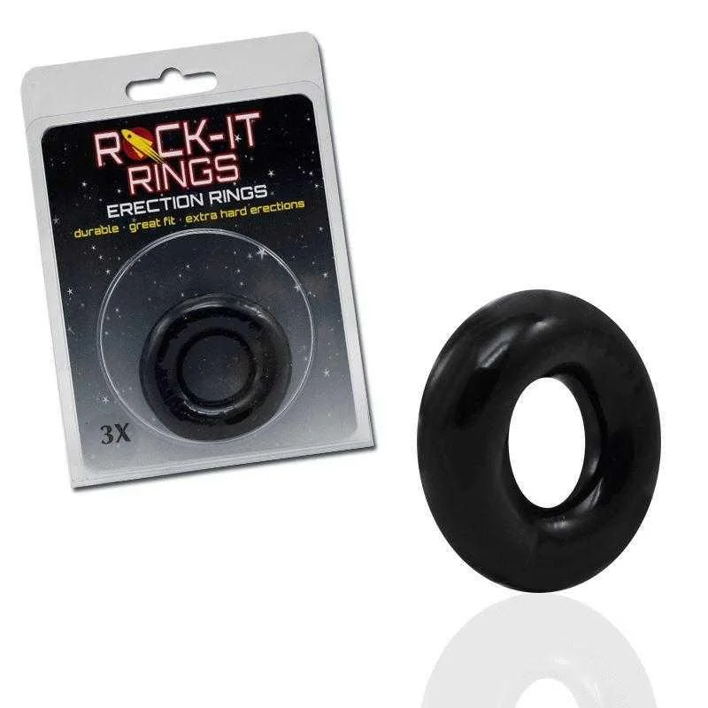 anal toys with quiet tip-Rock-It Rings 3X Donut C-Ring - Black