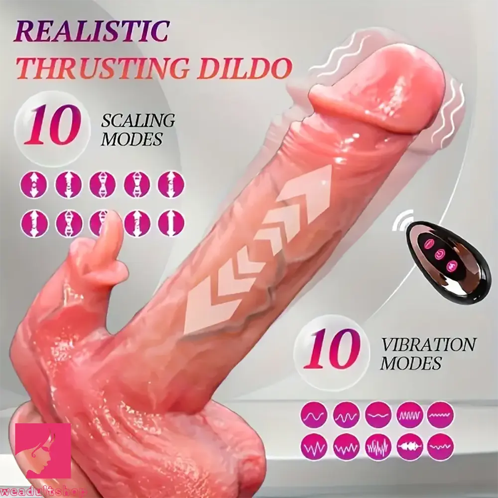 Dildo-expensive-9in Lifelike Thrusting Heating Silicone Dildo With Tongue Licking