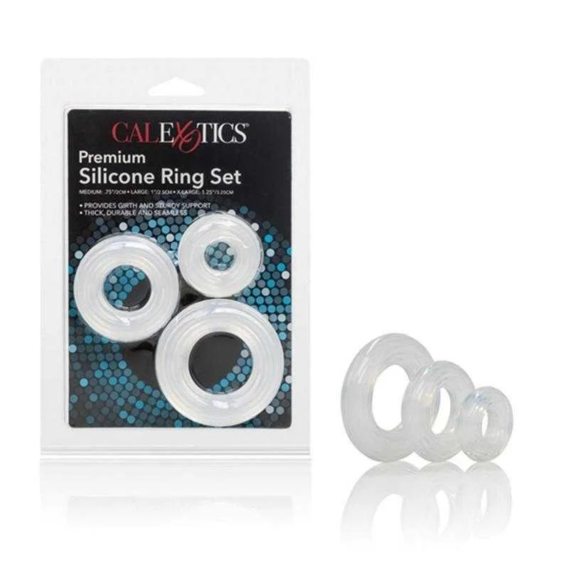 anal toys with bold base-CalExotics Premium Silicone Ring Set - Clear